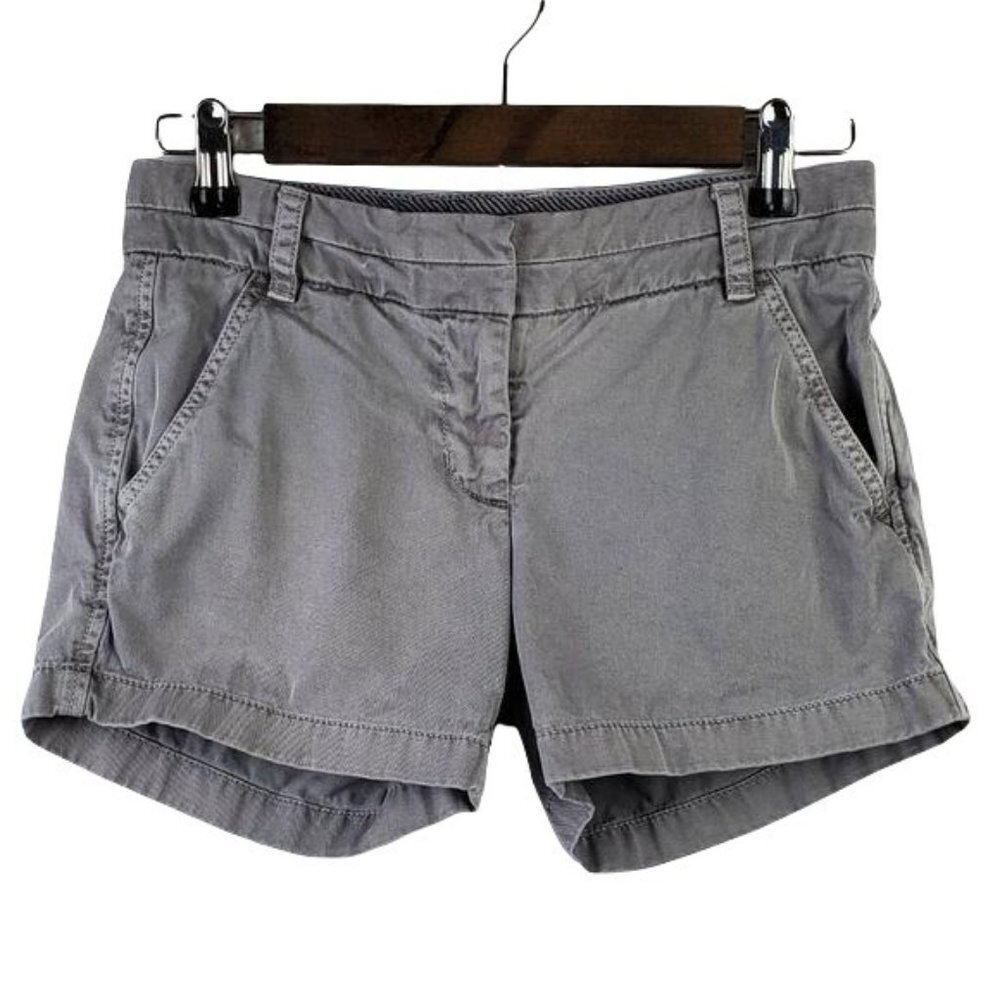 J.Crew Womens Chino Shorts Size 00 Gray Flat Front Denim Pockets 100% Cotton